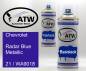 Preview: Chevrolet, Radar Blue Metallic, 21 / WA9018: 400ml Sprühdose + 400ml Klarlack - Set, von ATW Autoteile West.